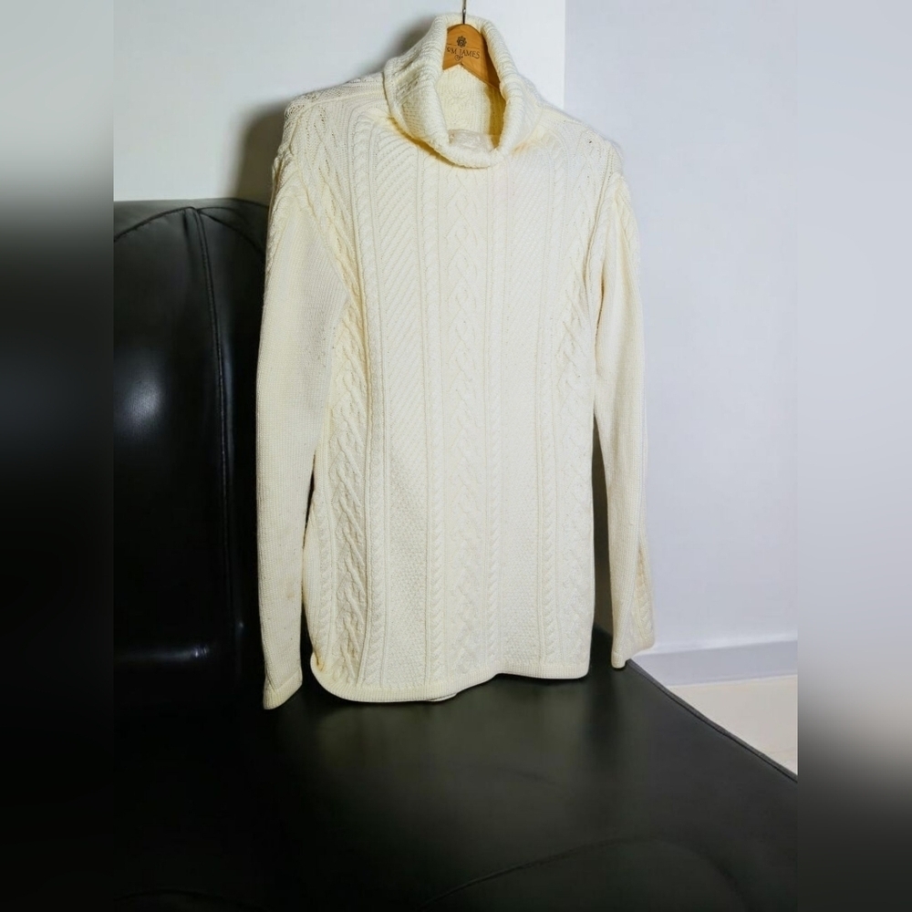 Unbranded Cozy Cream Cable Knit Sweater Dress Sz 12-16 34 In Long